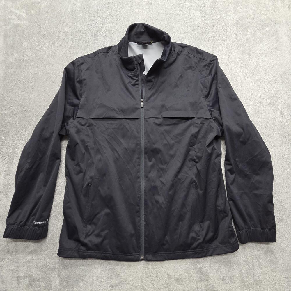 Under Armour Jacket Mens XL Black Windbreaker Full Zip Lined Pockets Storm3